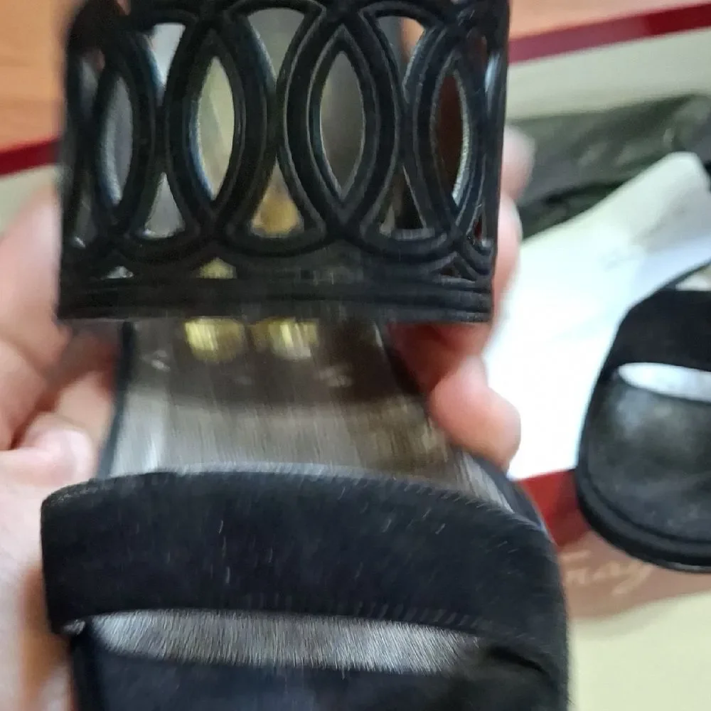 Salvatore Ferragamo Black Open-Toe Sandals